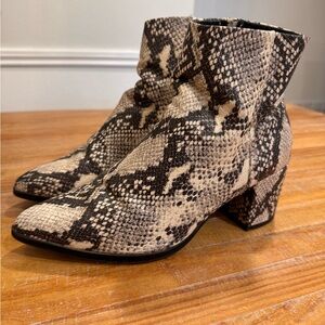 Madden Girl Black and Cream Snake skin print Ankle Booties